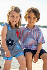 Stripe Knit Short Set With Flowers & Stars