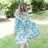 Women's Martinique® Green Banana Leaf Robe - Organic Cotton Poplin