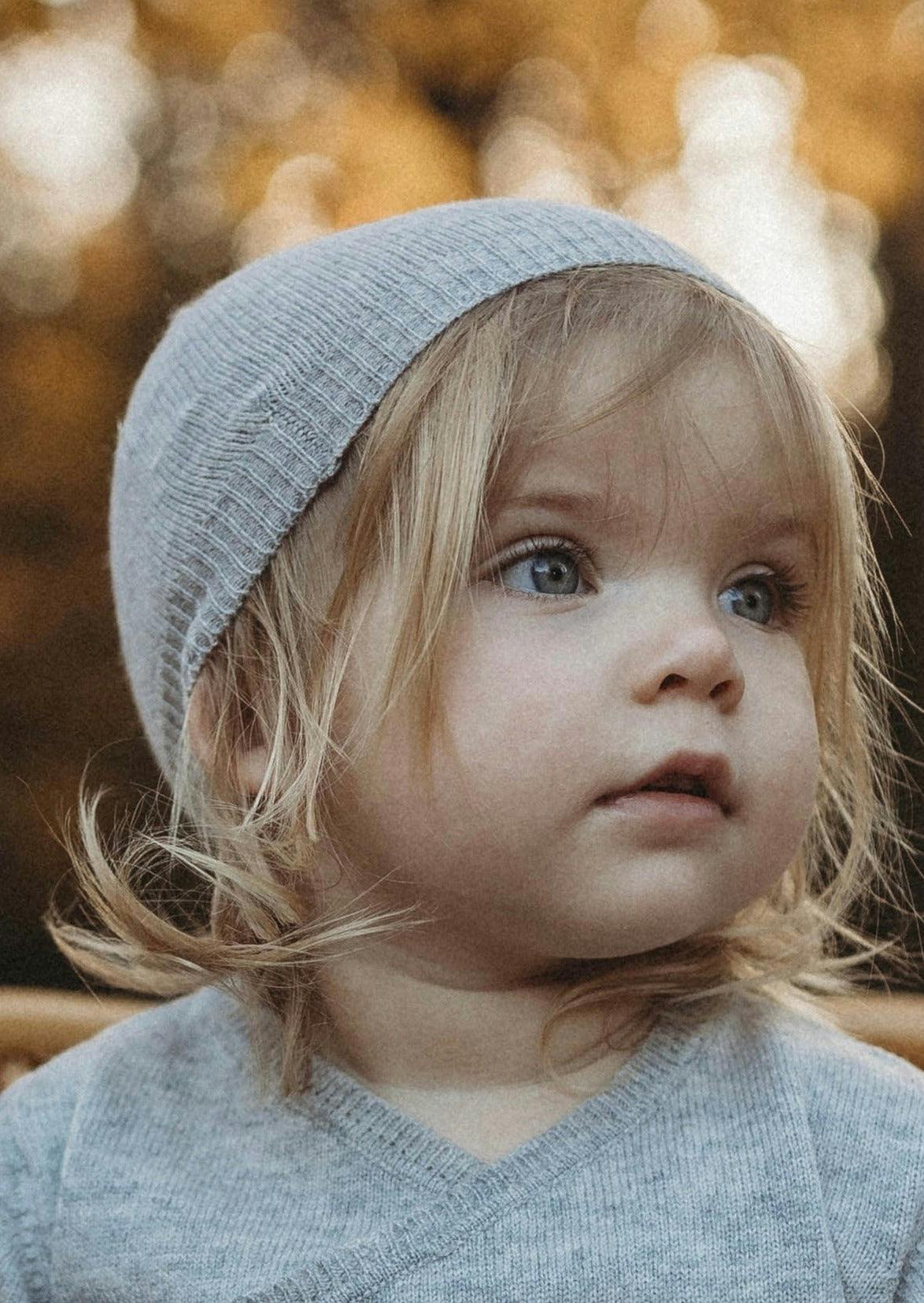 Cashmere & Merino Wool Beanie | Grey Merle