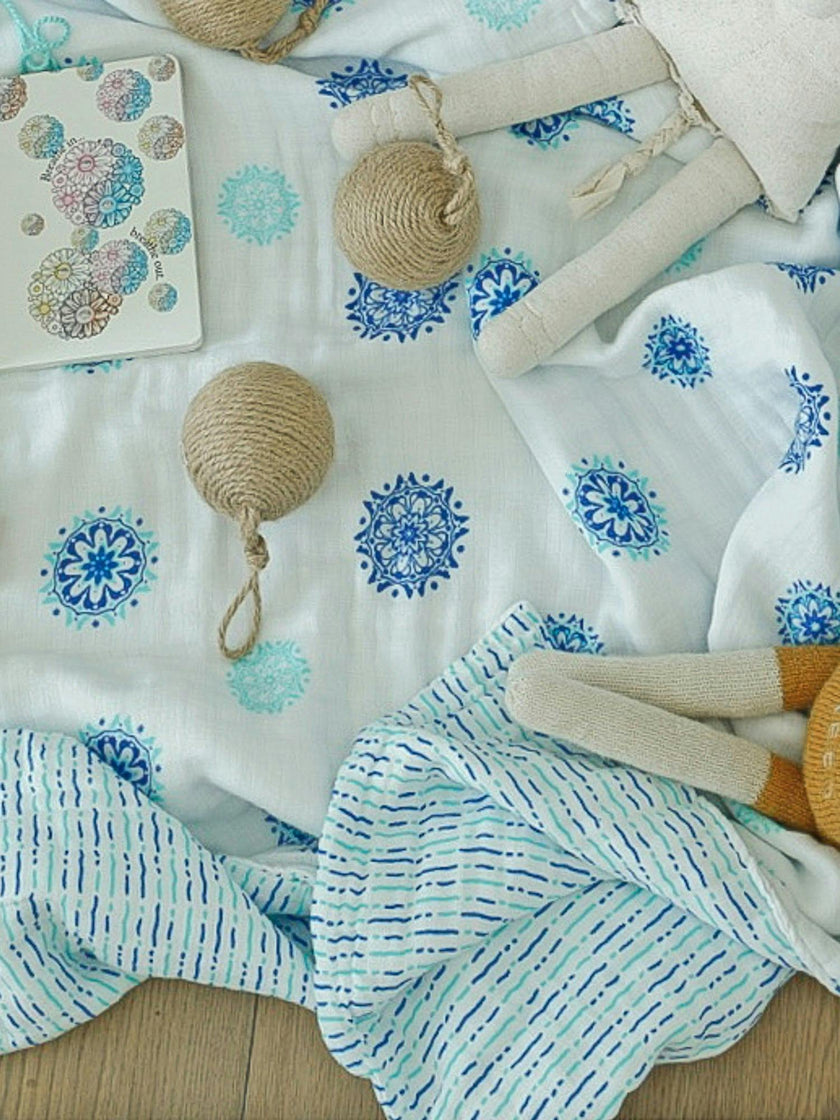 Organic Muslin Four-Layer Reversible Snug Blanket