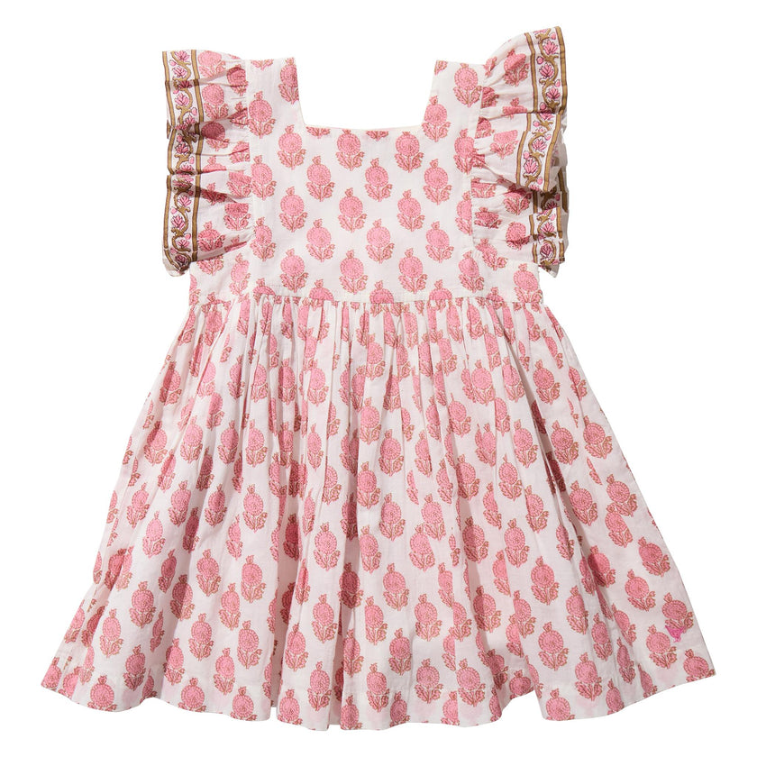 Girls Elsie Dress - Pink Dahlia Floral