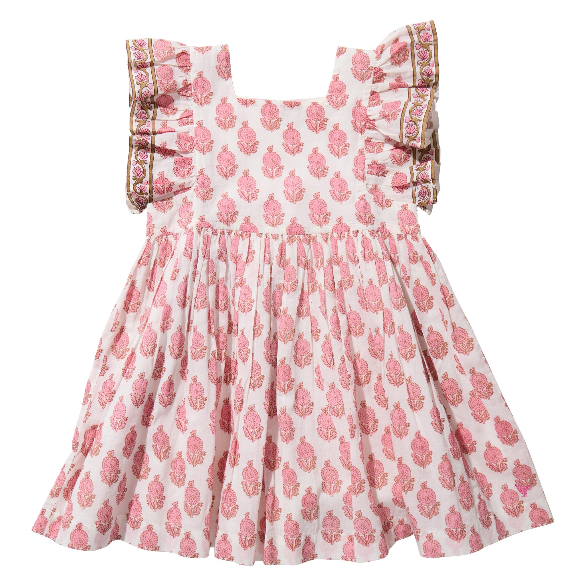 Girls Elsie Dress - Pink Dahlia Floral