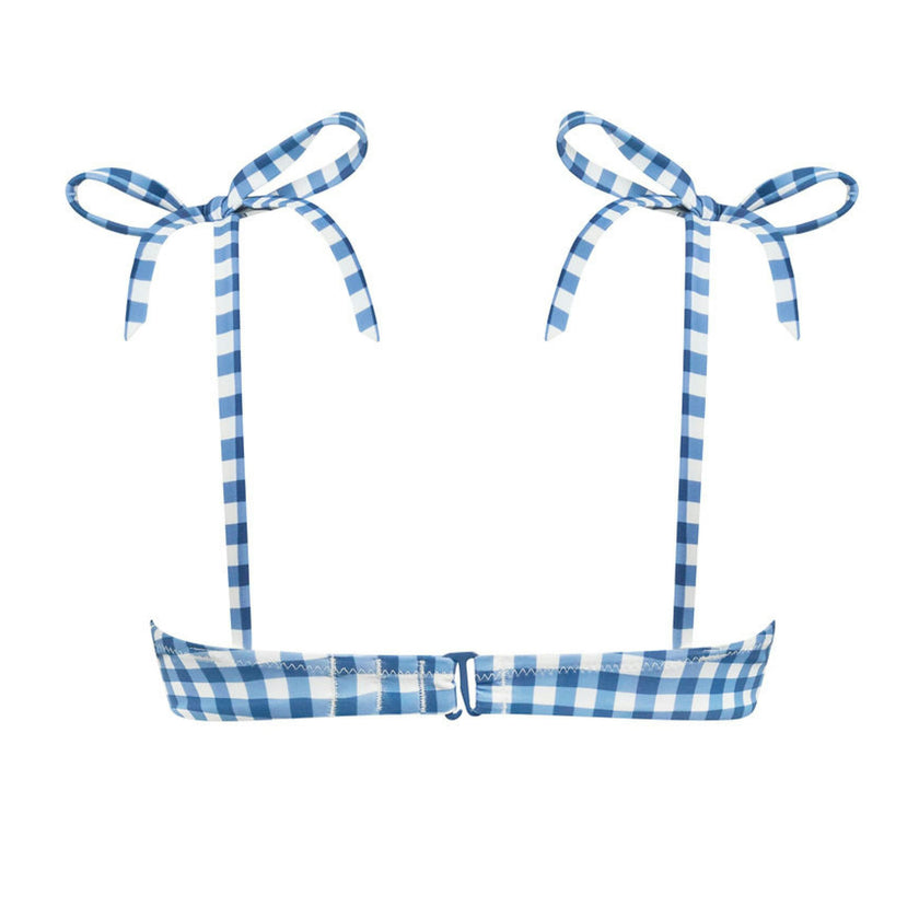 women's navy picnic gingham bikini top