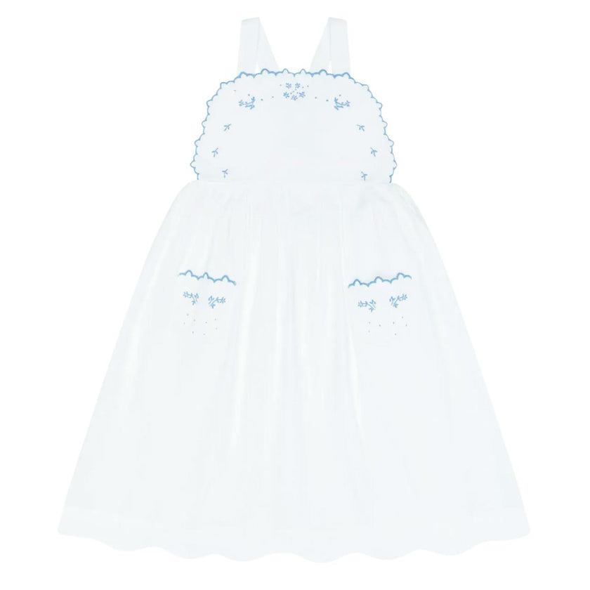 girls shell white cross back pinafore dress