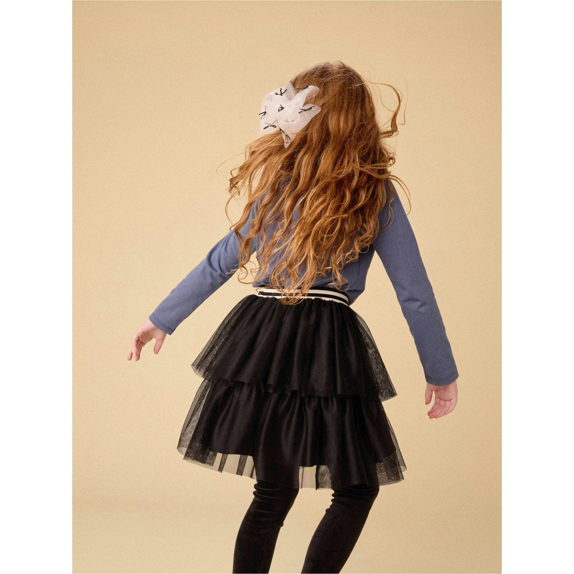 Tiered Tulle Skirt, Black