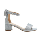 Silver Glitter Banded Block Heels