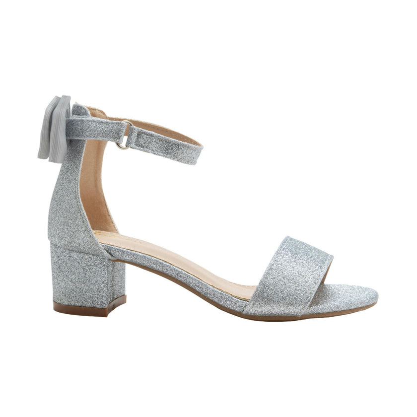 Silver Glitter Banded Block Heels