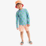 Kids long sleeve rash guard in swimming turtles