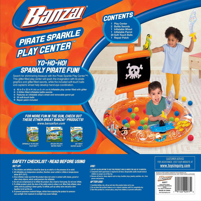 Pirate Sparkle Play Center Inflatable Ball Pit -Includes 20 Balls