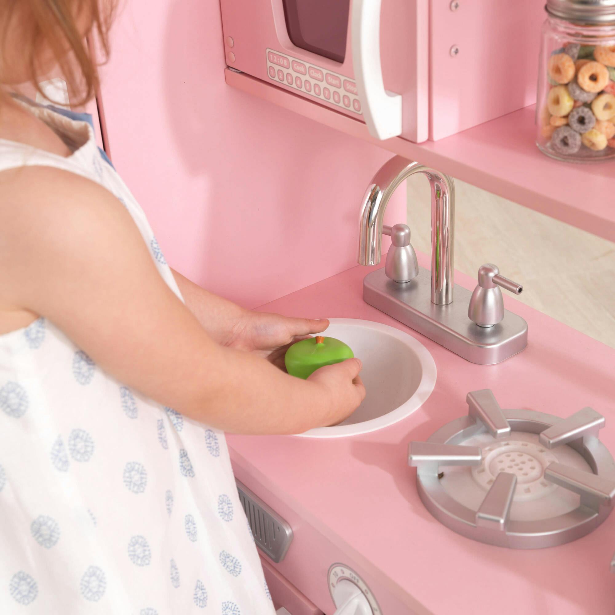 Vintage Wooden Play Kitchen with Working Knobs