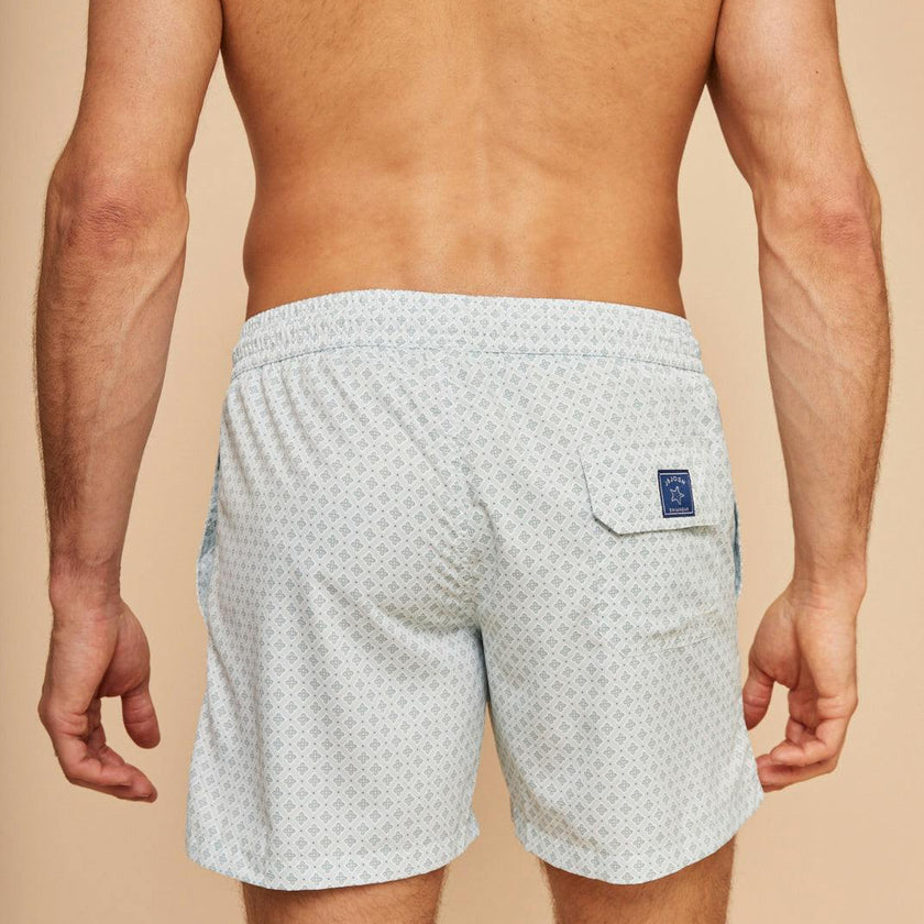 Pale Green Geo Men's Swim Shorts