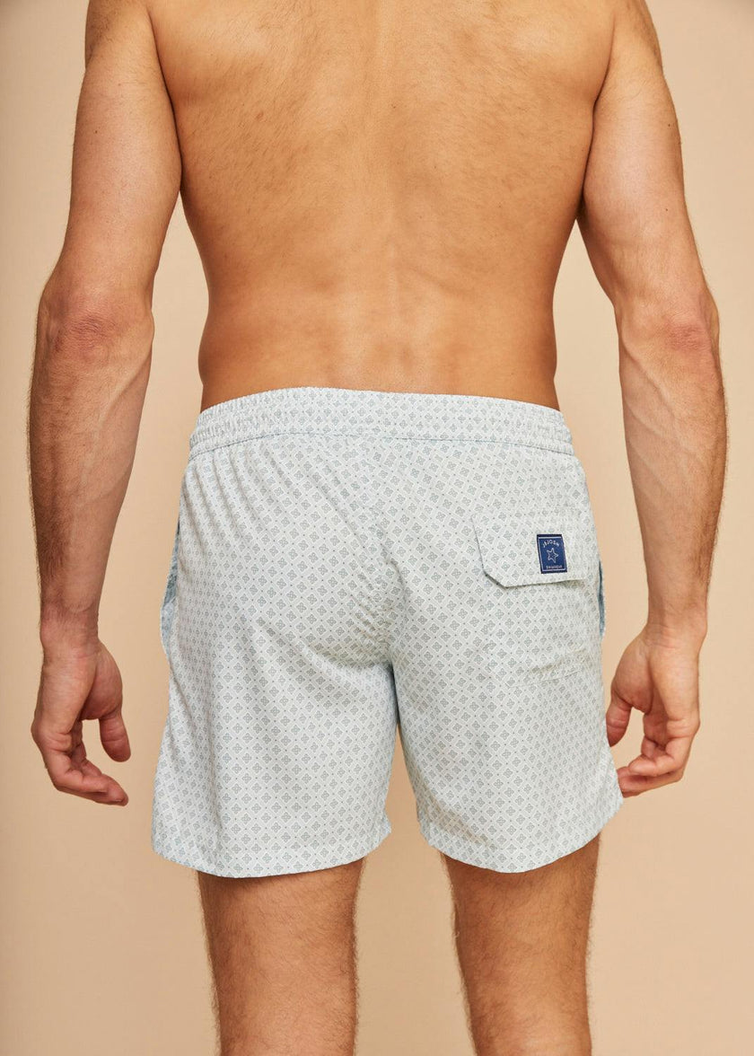 Pale Green Geo Men's Swim Shorts