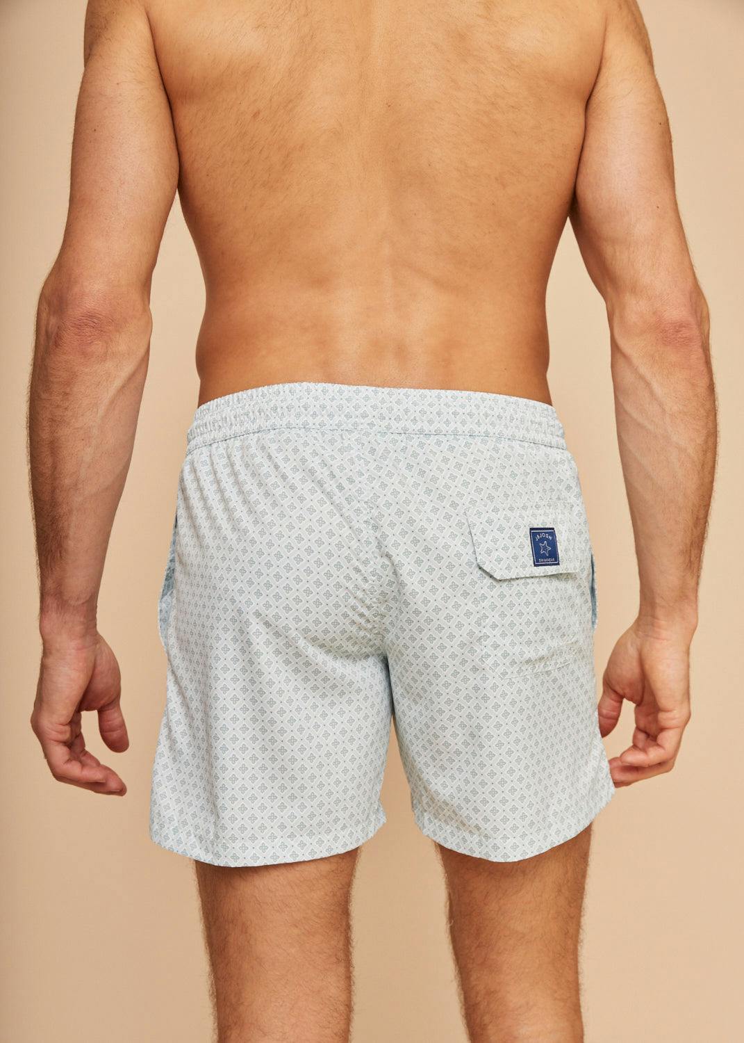 Pale Green Geo Men's Swim Shorts