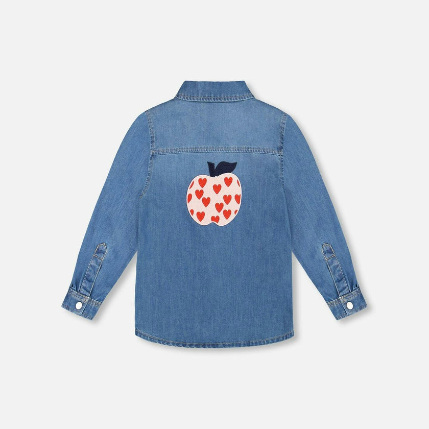 Denim Shirt Light Blue with Patch Pockets and Apple Patch
