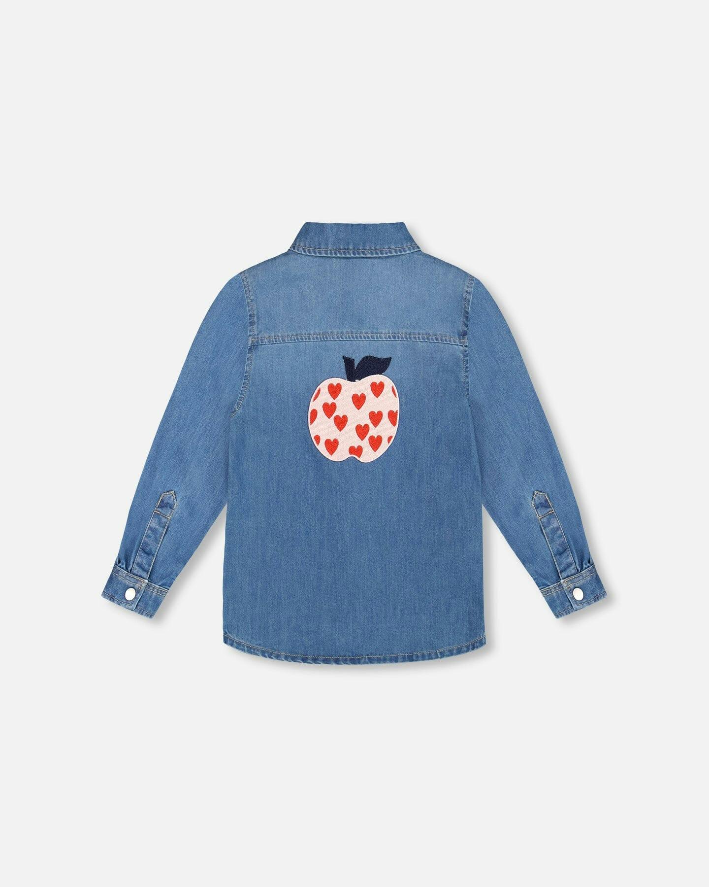 Denim Shirt Light Blue with Patch Pockets and Apple Patch