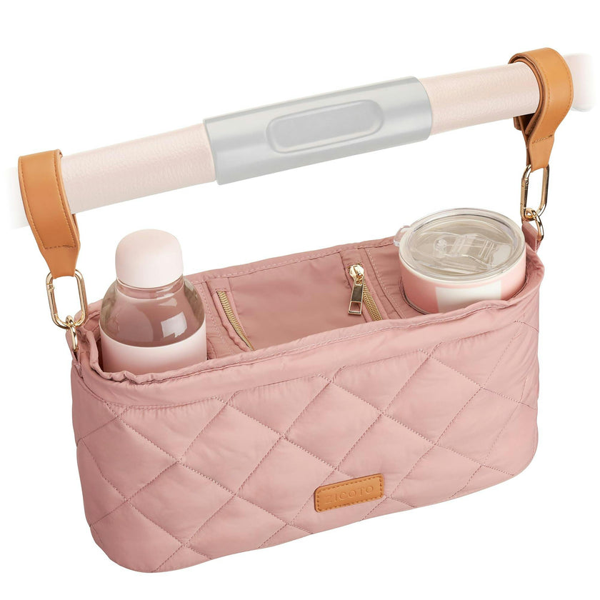 ZICOTO Beautiful Stroller Organizer Bag - Easy to Install Stroller Caddy incl. Cup Holder Attachment - Perfectly Sized Accessories For Any Stroller