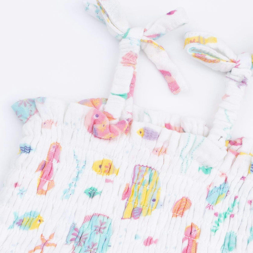 Sunny Coral Reef Fish - Smocked Bubble with Skirt