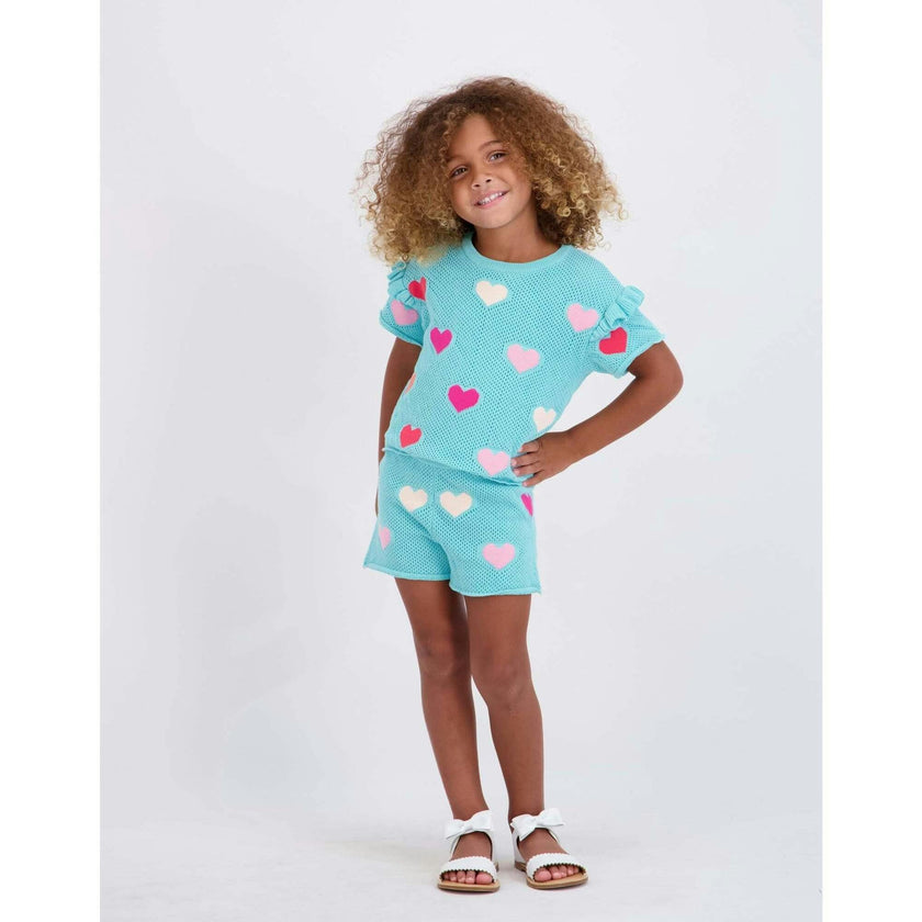 Girls Heart Crochet Set | Aqua Hearts
