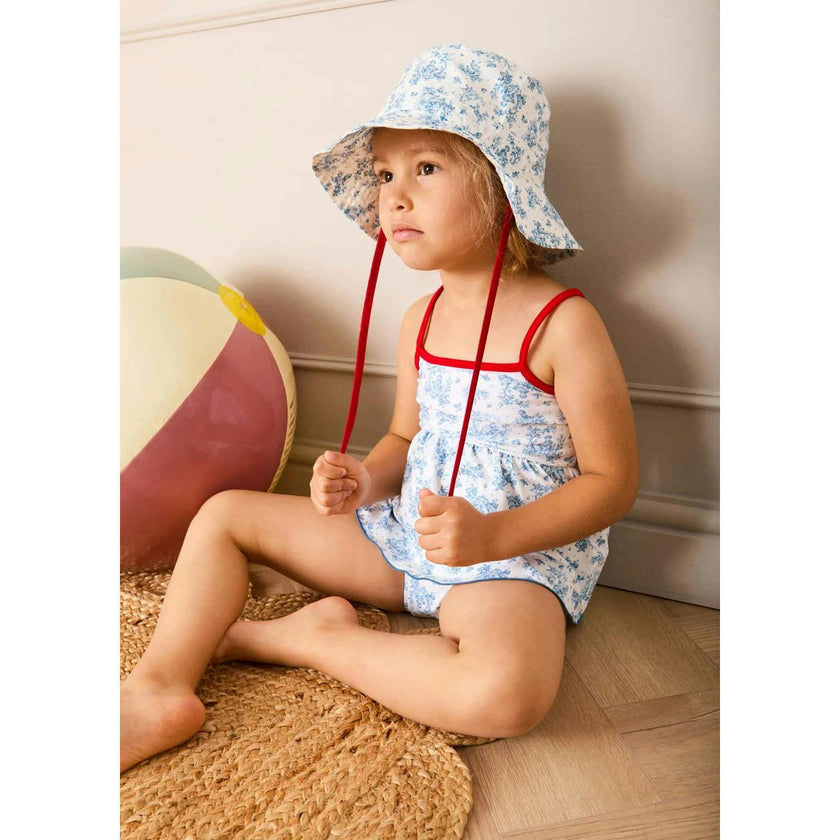 Audrey Toile Beach Hat in Blue (S-L)
