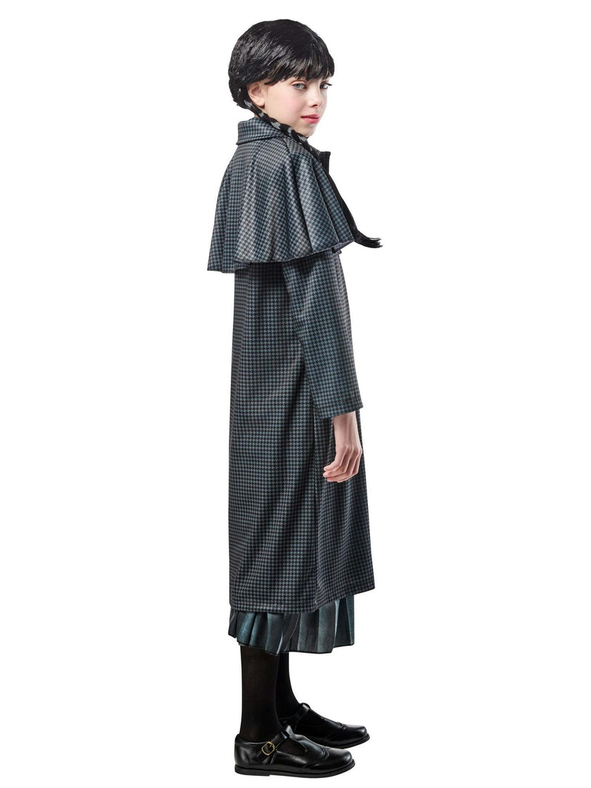 Girls' Wednesday Gray Houndstooth Print Coat