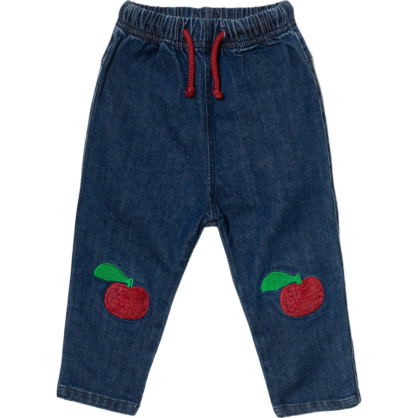 Recycled Denim Red Apple Patch Baby Pant