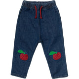 Recycled Denim Red Apple Patch Baby Pant