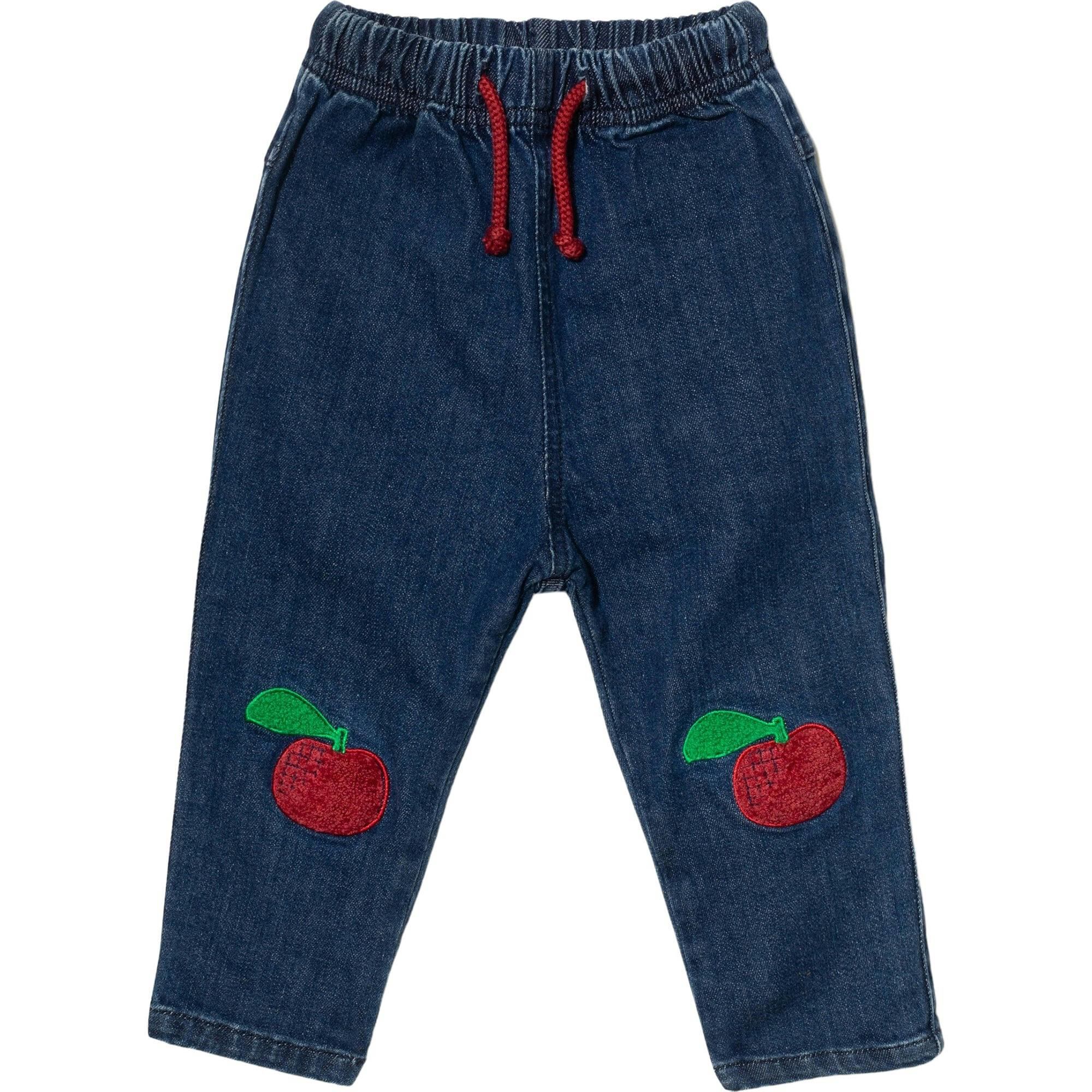 Recycled Denim Red Apple Patch Baby Pant