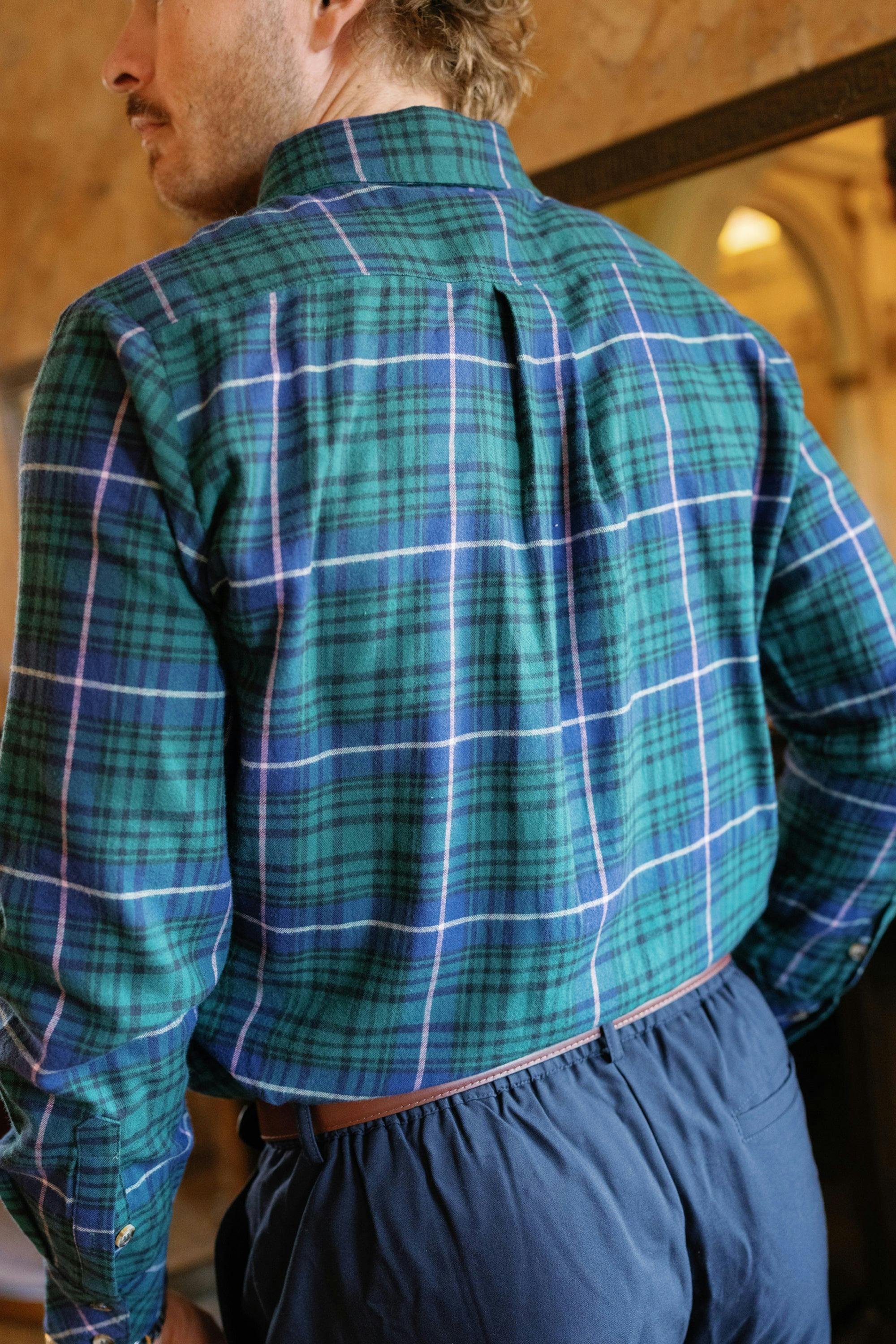 Mens John Shirt in Emerald Plaid