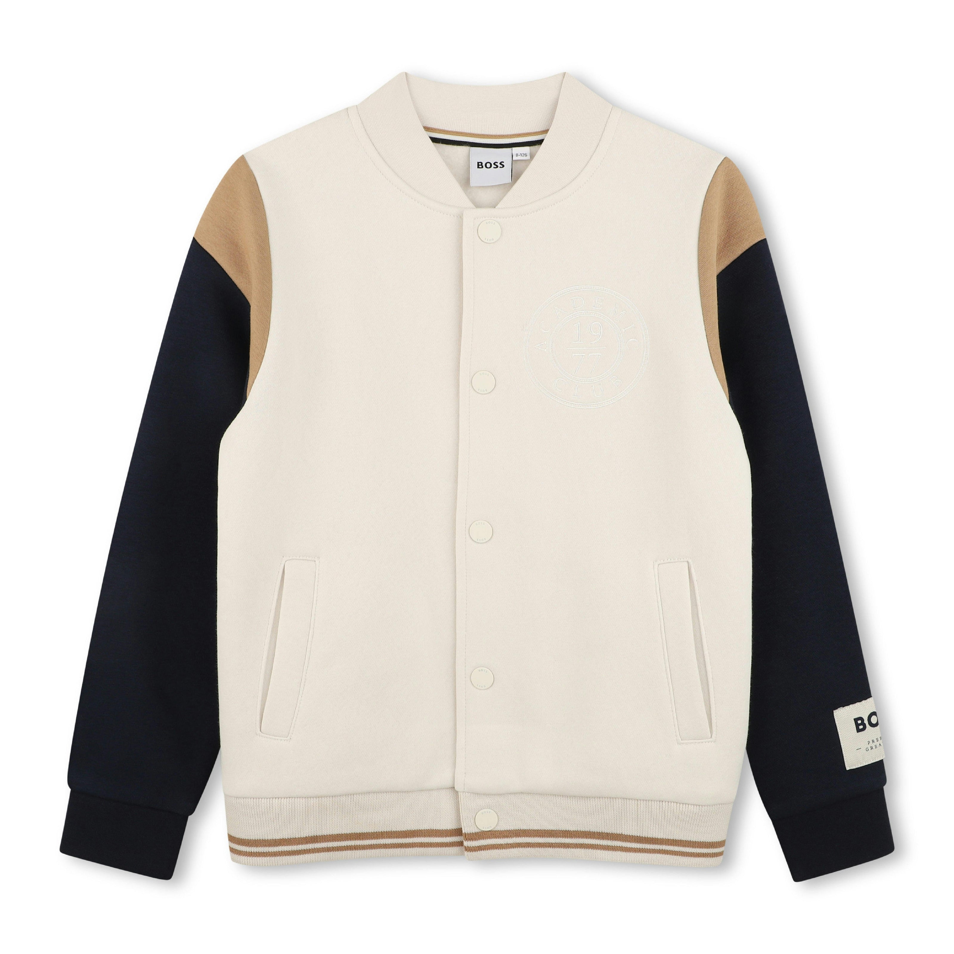 Ivory Varsity-Style Cardigan Jacket