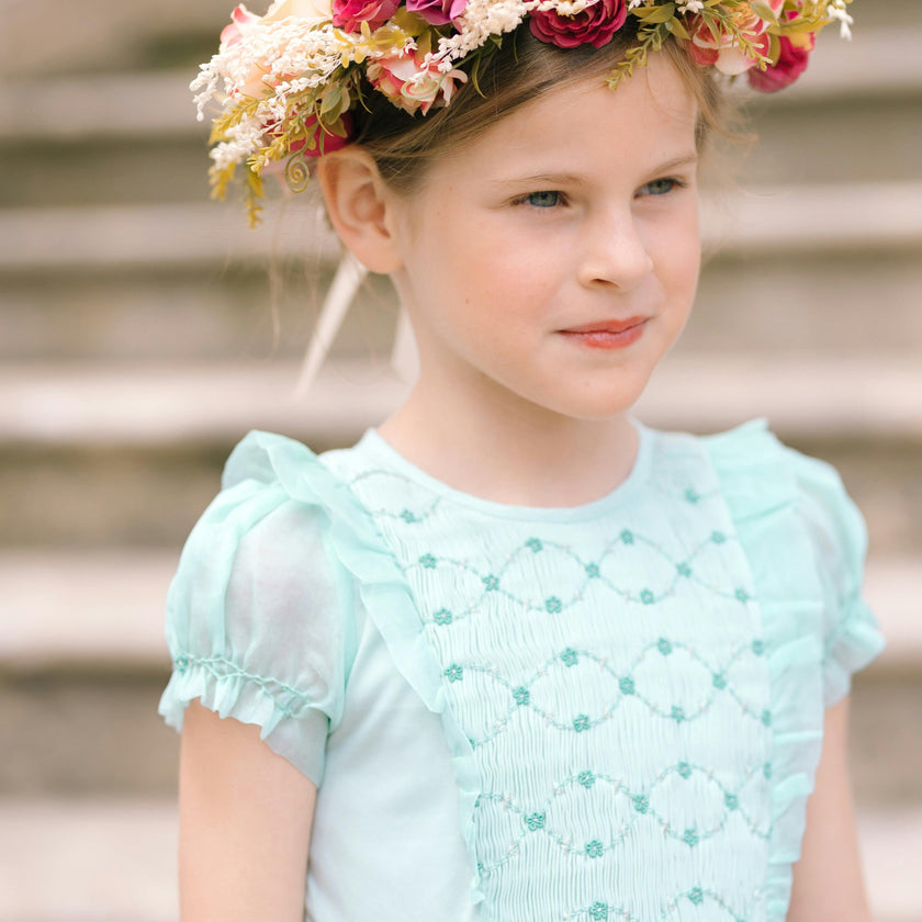 Camelia Mint Organza Sleeves Dress