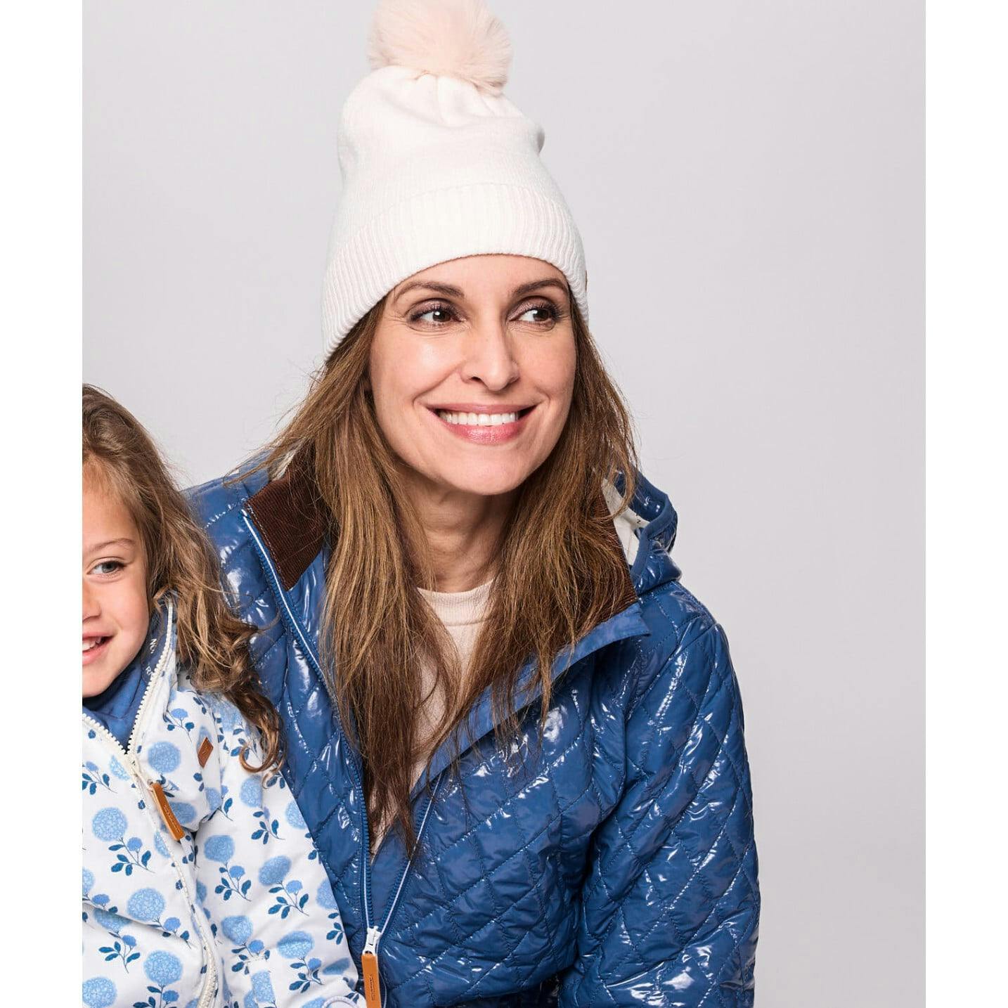 Kids Knit Winter Hat with Faux Fur Pom