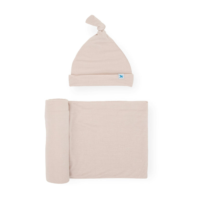 Stretch Knit Swaddle and Hat Set - Soft Blush