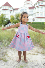 Plaid Seersucker Dress With Flowers