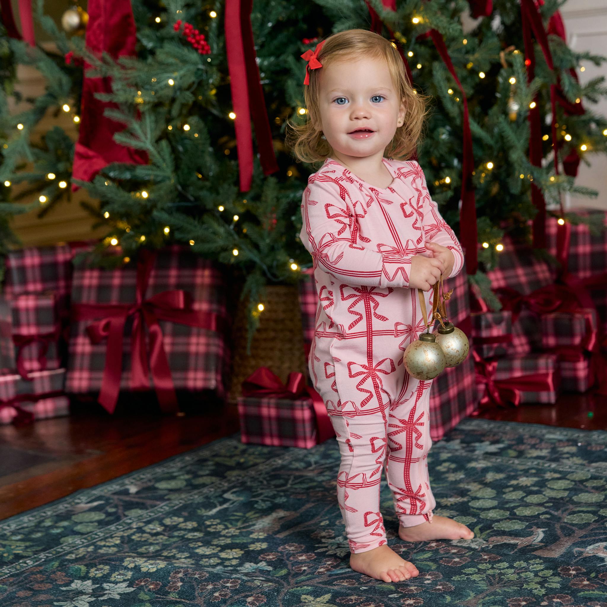 Baby Bamboo Romper - Pink Present Bow
