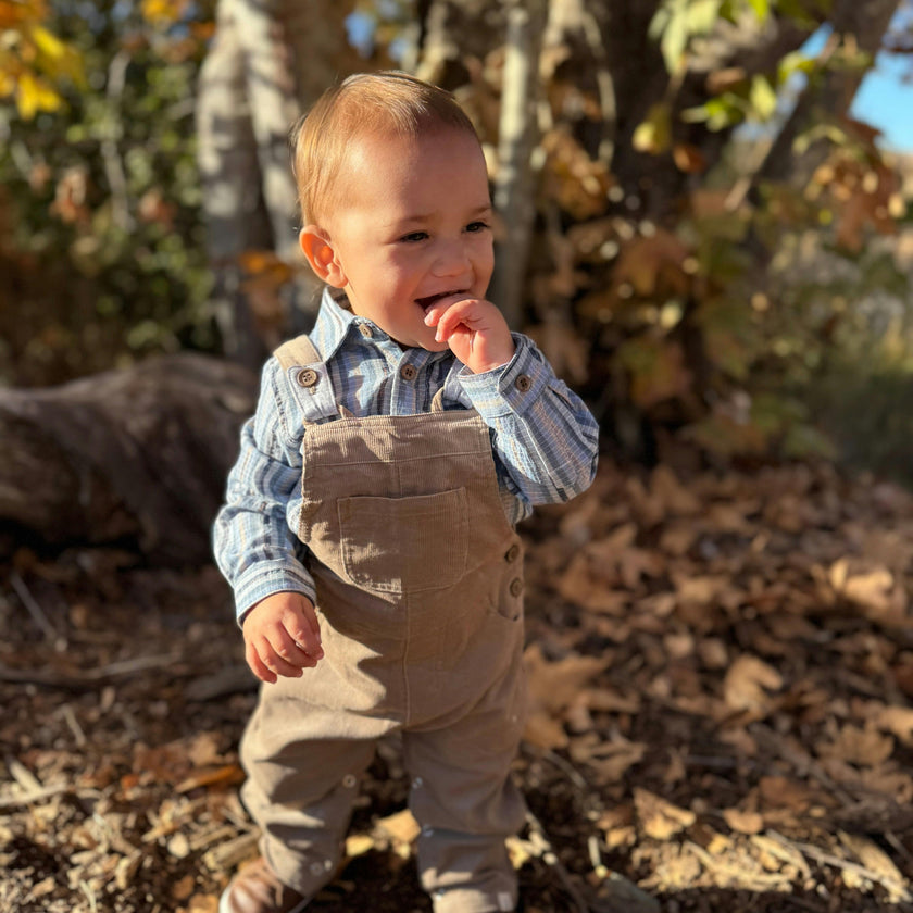 JASPER Navy Multi Plaid Woven Onesie