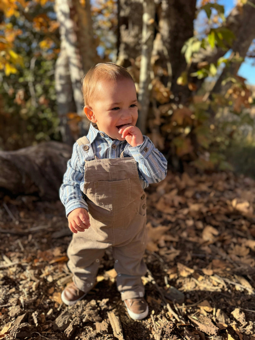 JASPER Navy Multi Plaid Woven Onesie