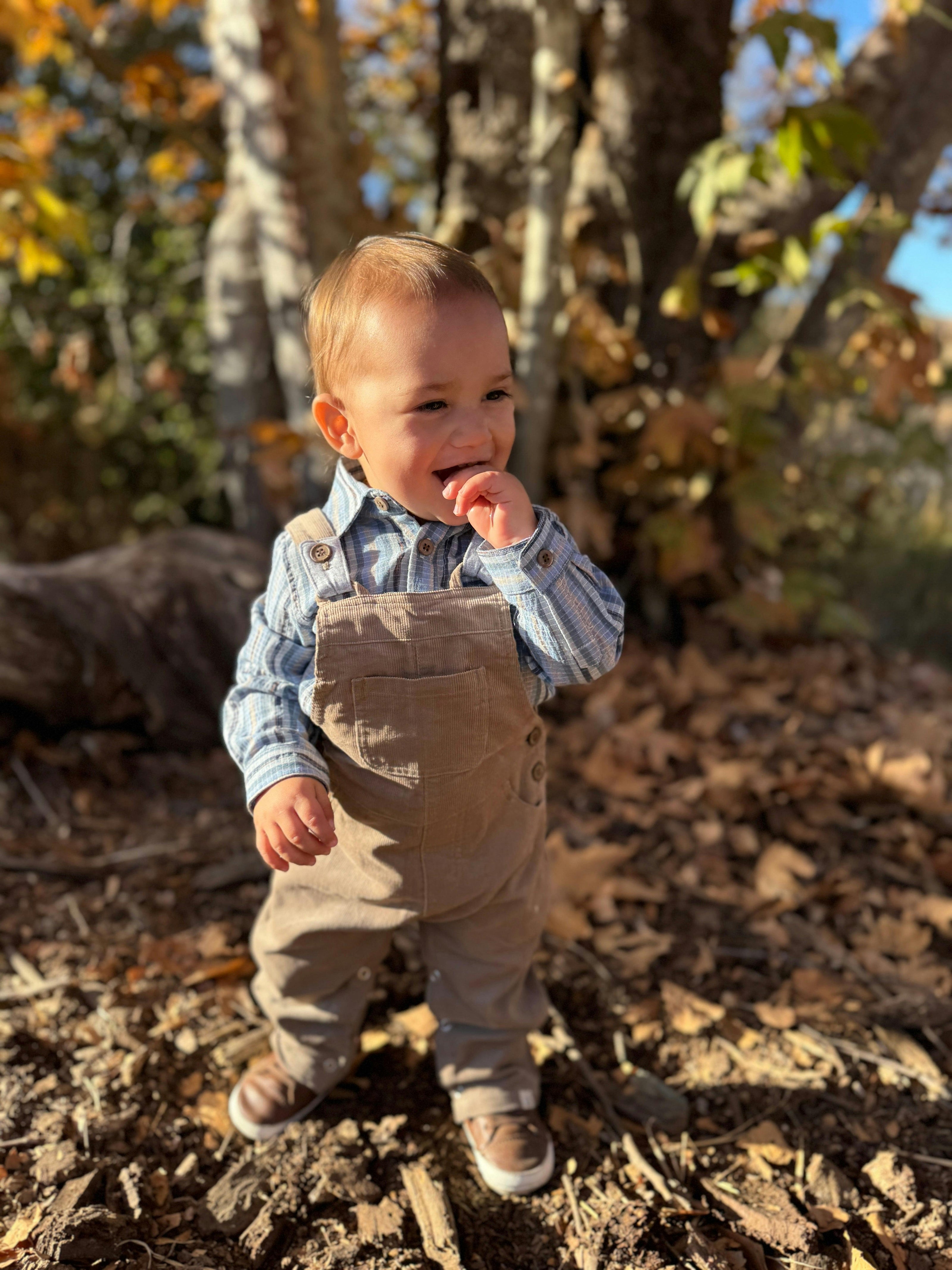 JASPER Navy Multi Plaid Woven Onesie