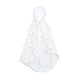 White Ribbon-Tie Mesh Veil