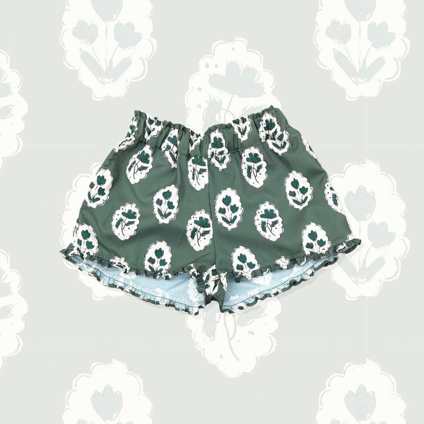 Girls Alcott Ruffle Short in Intaglio Green
