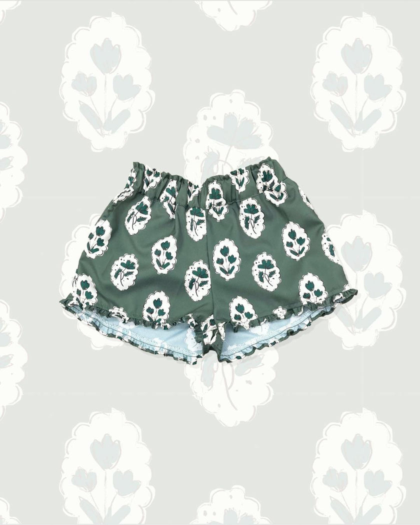 Girls Alcott Ruffle Short in Intaglio Green