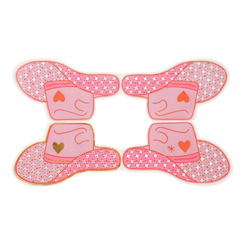 Packed Party Hey Cowgirl Die-Cut Cowboy Hat Dessert Napkins 20ct - Gold Foil Pink Hat-Shaped 3-Ply Napkins for Western Parties