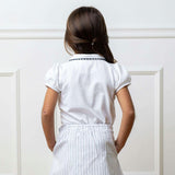 Organic Puff Sleeve Jersey Knit Polo, White