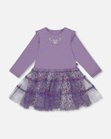 Bi-Material Dress with Muslin and Mesh Skirt