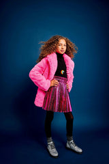 Foil Metallic Pleated Skirt