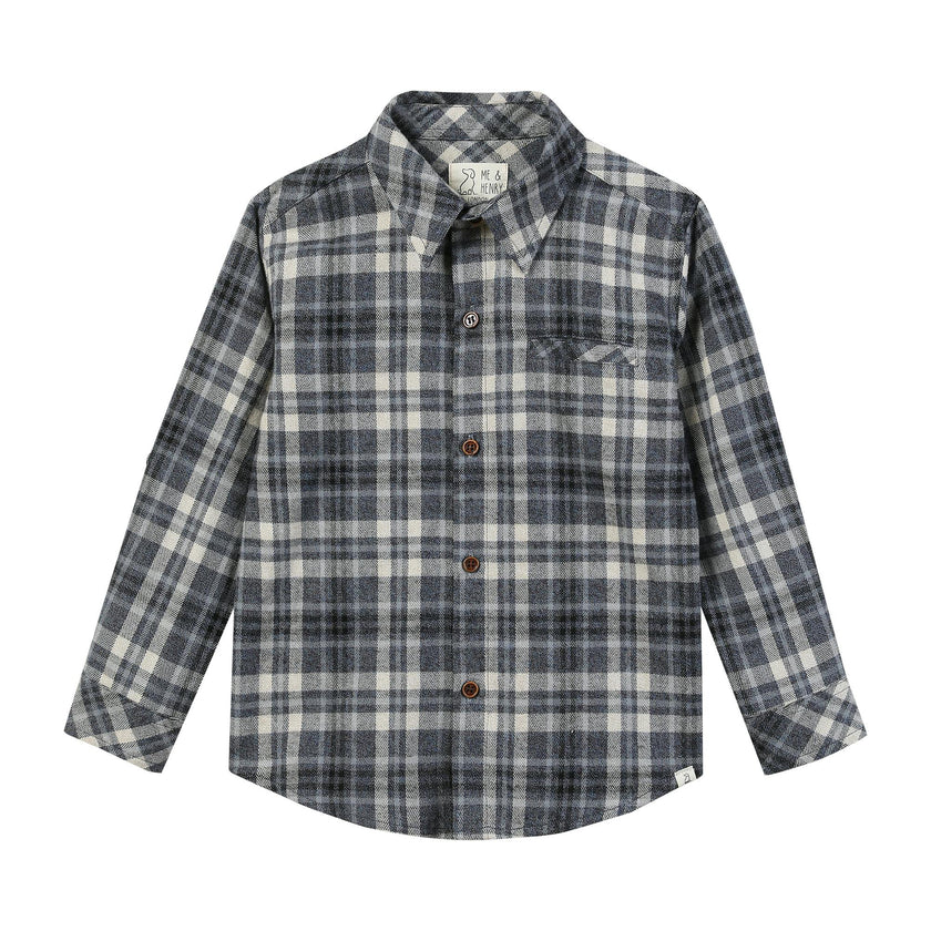 ATWOOD woven shirt blue/beige brushed cotton paid