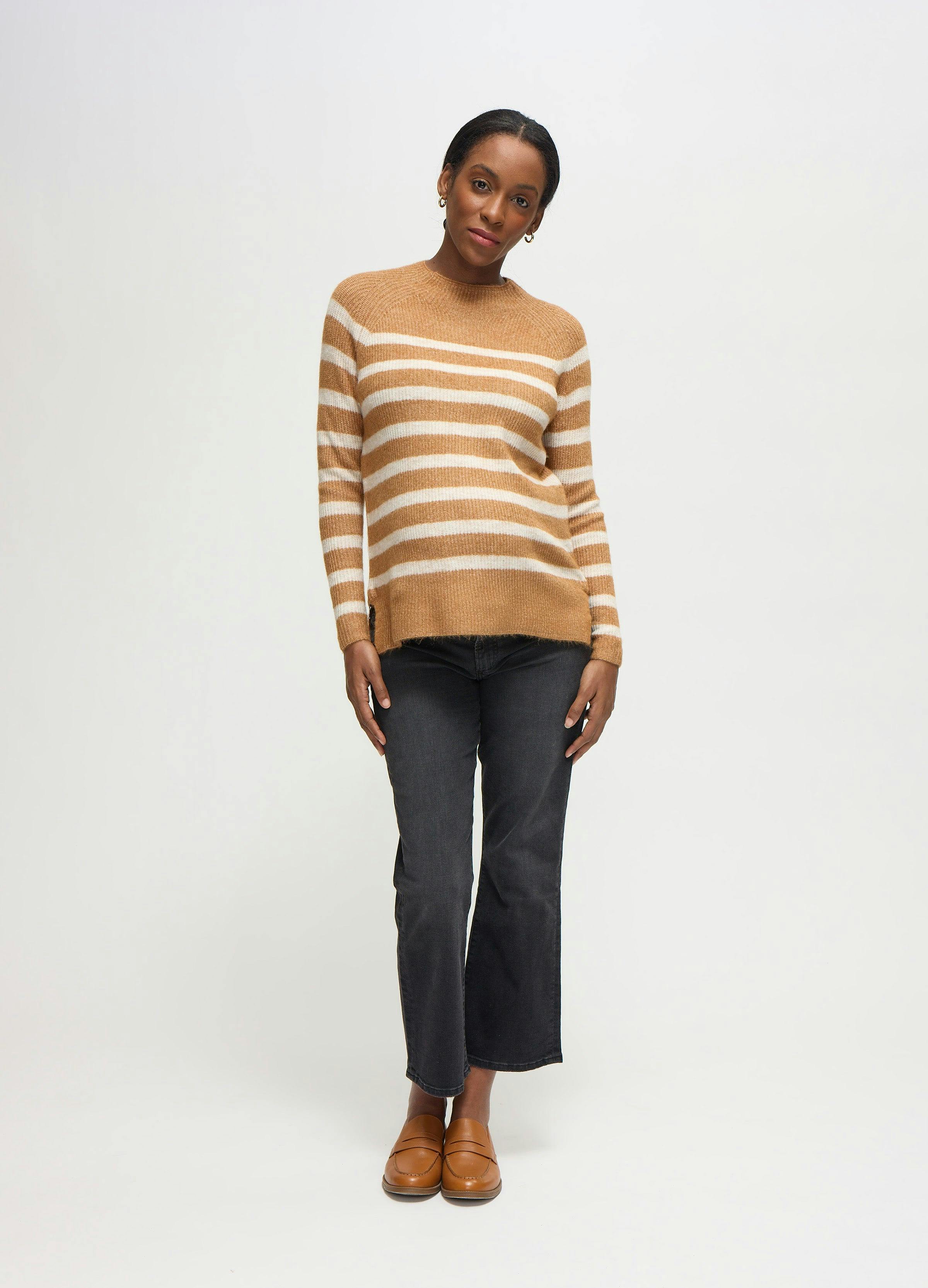 The Softline Side Zip Stripe Maternity and Nursing Sweater
