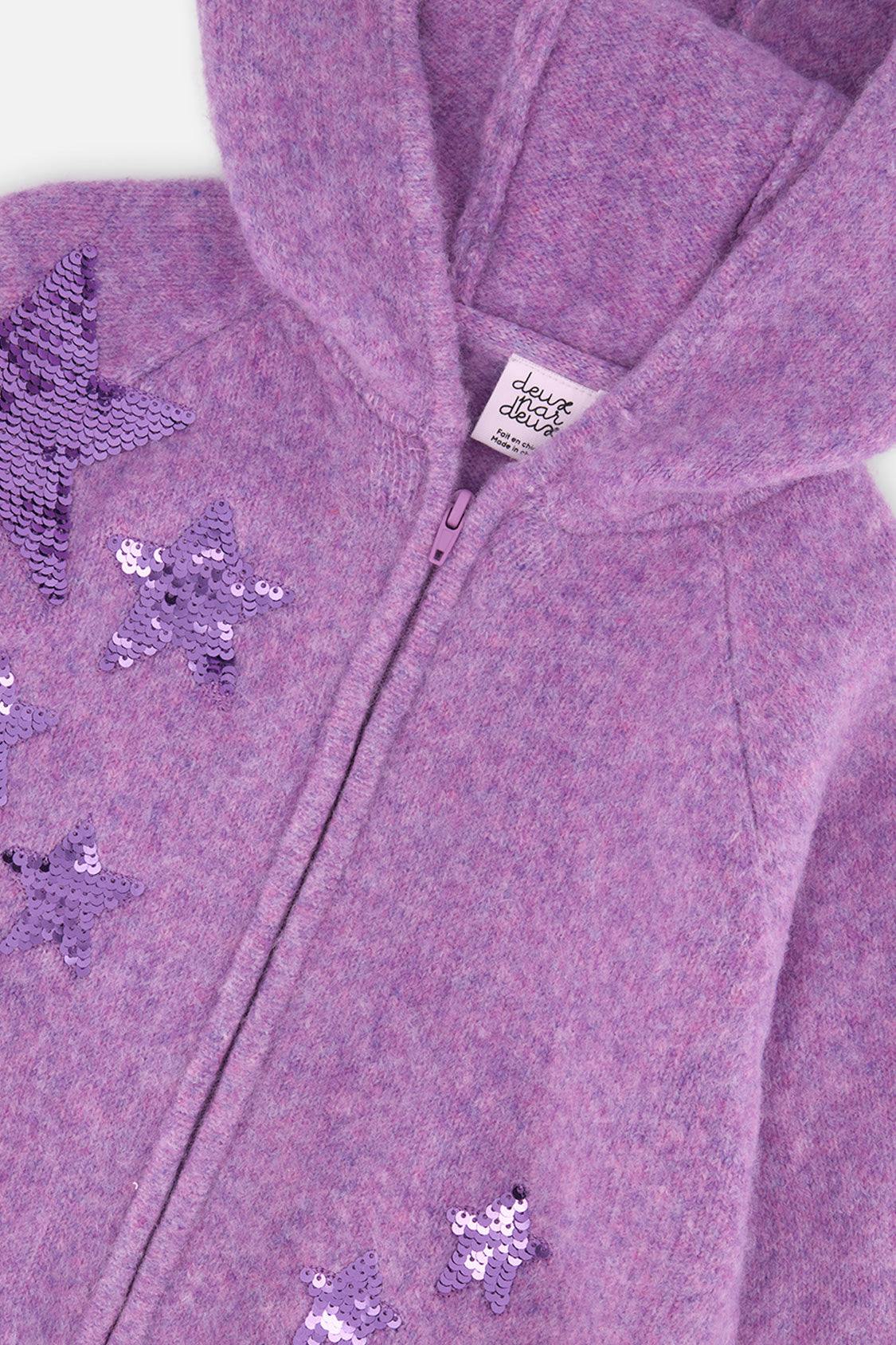 Hooded Knitted Cardigan Violet