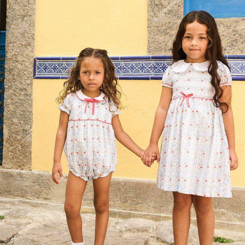 Ivory Rose Stripe Lana Girl Dress