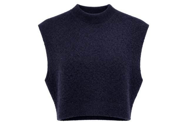 Cropped Mohair Mock Neck Vest