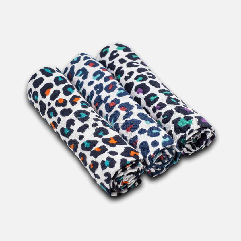 Leopard Print Muslin Burp Cloths